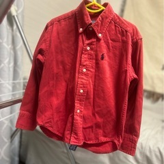 古着　《Ralph Lauren 》　キッズ服　6T  赤　シャツ　長袖シャツの画像