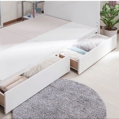 ニトリ収納付シングルベッド白【マットレス付】の画像