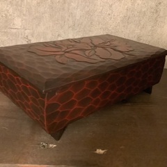 木彫り　 ジュエリーケース ミラー 鏡 レトロ 当時もの　オルゴール壊れの画像