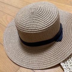 ベージュ 麦わら帽子 リボン付き　セットの画像