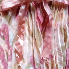 A＋i Collection プリーツキャミソール エンパイヤライン レース リボン ピンク系花柄 の画像