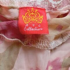 A＋i Collection プリーツキャミソール エンパイヤライン レース リボン ピンク系花柄 の画像