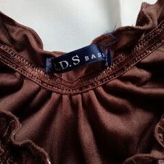 C.D.S BASIC こげ茶 ベロアタンクトップ フリル 薔薇柄 サイズMの画像