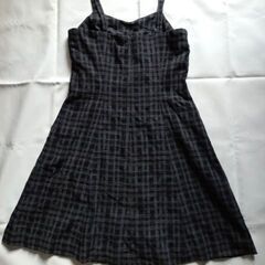 ダークグレー×ライトグレー チェック柄 キャミソールワンピース Mくらいの画像