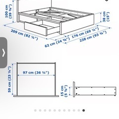 IKEA MALM ベッドフレーム（ハイタイプ）、収納ボックス2個付き、ホワイト/ルローイ、160x200cm、マットレス付き
の画像