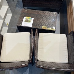 配達可【ラタン調ガーデン4点セット】クリーニング済み【管理番号1112】伊の画像