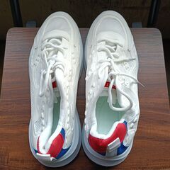 新品 27cm メンズ スニーカー ホワイト 厚底 シューズ 普段着 識別番号:【N565-S】の画像