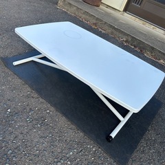 ぼん家具 昇降式テーブル ダイニングテーブル 幅85×奥行55×高さ27～56.5cm 5段階 高さ調整 デスク リフトテーブル 机 ホワイトの画像