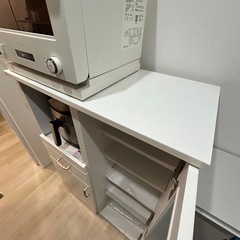 食器棚/レンジボード/ニトリ (コパン T 80MRB WH)の画像