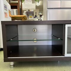 【リサイクルショップ ピカソ 小松原】📺幅105cm✨モダンTVボード THBS104B✨40型テレビ用ガラス扉＆引き出し収納付き★8874★の画像