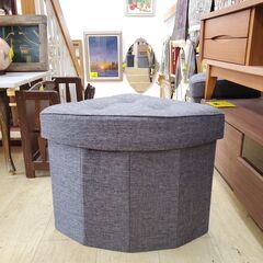 【未使用／2個あります／1個のお値段です】 YAMAZEN 山善 リビング収納スツール グレー系◆幅38㎝×奥行38㎝×高さ40㎝◆買取帝国 朝霞店 配達可能の画像