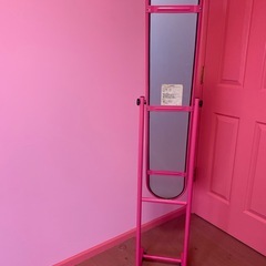 鏡ピンク姿見の画像