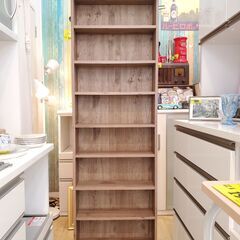 【2個あります／1個のお値段です】 スリム 8段ラック 棚板可動式 木目模様◆幅60㎝×奥行23㎝×高さ180㎝◆近隣配送無料　買取帝国 朝霞店の画像