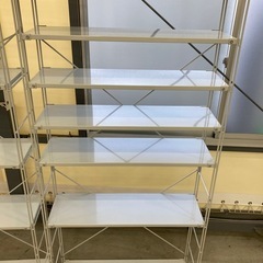 【来店歓迎】【OF-75】奥行きスリム スチールユニットシェルフ スチールラック 見せる収納 キッチン ガレージ　　検)事務机 オフィス チェア　会議 椅子　ロッカー　ミーティングテーブル　応接ソファ 店舗 事務所 什器　書庫 本棚 ラック デスク スチール 美品多数 格安 【中古オフィス家具】の画像