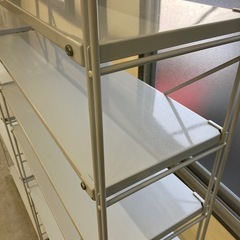 【来店歓迎】【OF-75】奥行きスリム スチールユニットシェルフ スチールラック 見せる収納 キッチン ガレージ　　検)事務机 オフィス チェア　会議 椅子　ロッカー　ミーティングテーブル　応接ソファ 店舗 事務所 什器　書庫 本棚 ラック デスク スチール 美品多数 格安 【中古オフィス家具】の画像