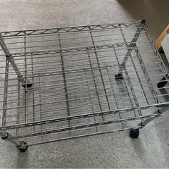 IRIS OHYAMA　アイリスオーヤマ　3段　メタルラック　スチールラック　キャスター付き　ポール径19㎜　便利　棚　収納　W590×D360×H450㎜　中古　③の画像