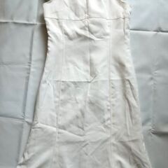 L.R 清楚系 ノースリーブワンピース 白 レース ギャザー 膝丈 9ARの画像