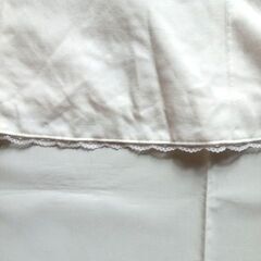 L.R 清楚系 ノースリーブワンピース 白 レース ギャザー 膝丈 9ARの画像