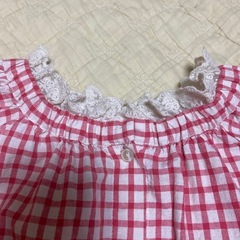 Samansa Mos2 赤白チェック 長袖ブラウス Fの画像