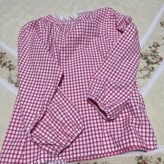 Samansa Mos2 赤白チェック 長袖ブラウス Fの画像