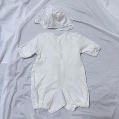 セレモニー3点セット/ホワイトレース付きロンパース/退院着/お宮参り等の画像