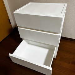 ニトリ　工具不要で組み立て簡単ワイドチェスト デコニーCV2(3段 ホワイト) の画像