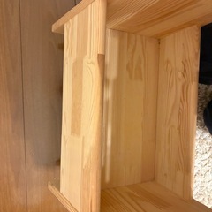  IKEA  スツール 収納付き, パイン材の画像