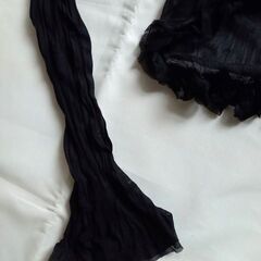 黒 透け感あり シアーカーディガン レース リボン 長袖 皴加工 Mくらいの画像