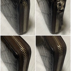 美品　GUCCI シマレザー　ロゴプレート　ダークブラウン長財布の画像