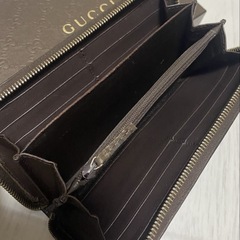 美品　GUCCI シマレザー　ロゴプレート　ダークブラウン長財布の画像