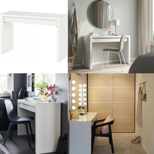 MALM マルム ドレッサー, ホワイト, 120x41 cm 椅子付き