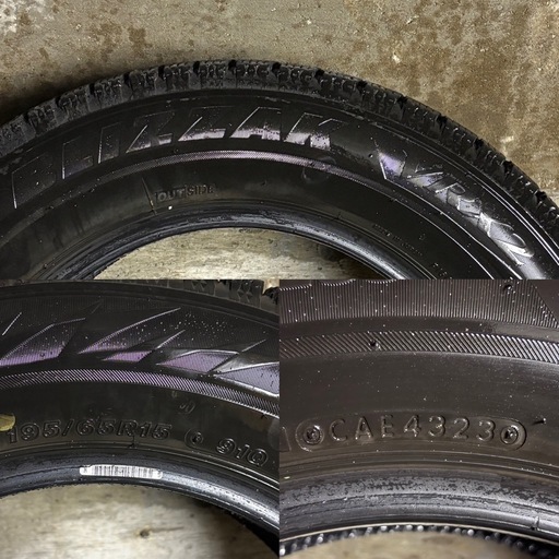 C-41 タイヤ 中古 BRIDGESTONE STUDLESS BLIZZAK VRX2 195/65R15 23年製