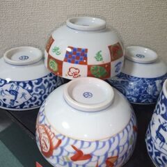 未使用　美濃焼　前畑陶器　縁起商店　茶碗と湯呑みセット 10個入りの画像