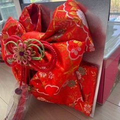 七五三  作り帯　京舞　刺繍　花飾り付き　豪華の画像