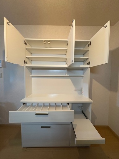 【11/27限定（お届けの場合）】ニトリ キッチンボード 食器棚 ホワイト 高さ190cm 柏市内お届け可