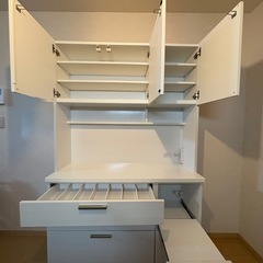 【11/27限定】ニトリ キッチンボード 食器棚 ホワイト 高さ190cm 柏市内お届け可の画像