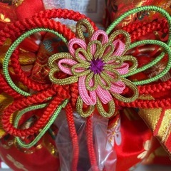 七五三 作り帯　京舞　オレンジ　花飾り付き　豪華刺繍の画像