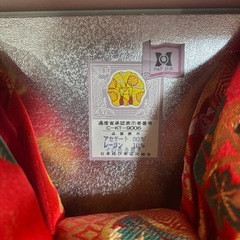 七五三 作り帯　京舞　オレンジ　花飾り付き　豪華刺繍の画像