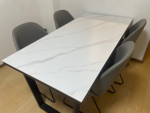 おすすめ！！大理石風　ダイニングセット5点　セラミック