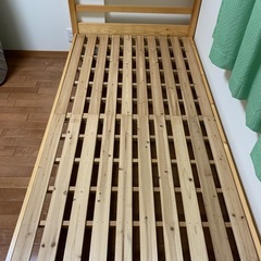木目調　シングルベッド　フレーム　スノコの画像