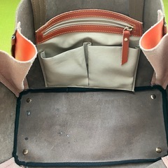 【美品】BARCOS バルコス トートバッグ トート バッグ かばん ブラウン 革 茶色 オレンジ 収納 日本ブランド レザー ショルダーバッグの画像