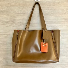 【美品】BARCOS バルコス トートバッグ トート バッグ かばん ブラウン 革 茶色 オレンジ 収納 日本ブランド レザー ショルダーバッグの画像