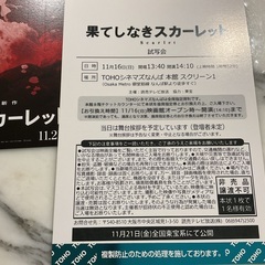 11/16(日)⭐️果てしなきスカーレット試写会ペアチケット⭐️TOHOシネマズなんば本館の画像