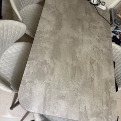 【受渡者確定】140cm ダイニングテーブルセット 5点 ユリウス | メラミン 石目調大理石5点セットの画像