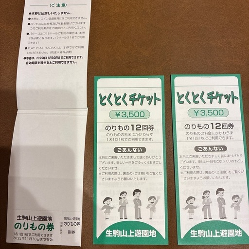 生駒山上遊園地　とくとくチケット25枚