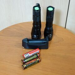 充電式LED懐中電灯２本　充電池３本　充電器の６点セットの画像