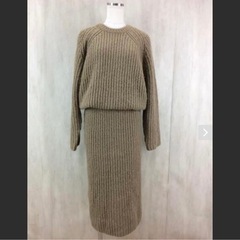 Mila Owen (ミラ オーウェン) ロングニットワンピース　モカ　アルパカの画像