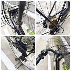 【26インチ】自転車 ママチャリ ブラック 6段変速 オートライトの画像