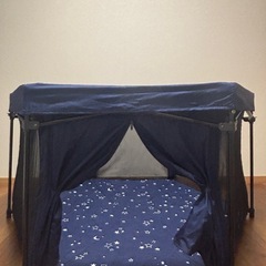 日本育児　洗えてたためる ポータブル　　ベビーサークル　ネイビー　星柄の画像