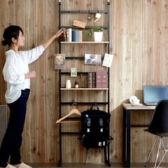 つっぱりラダーラック　パーテーション　壁面　スリム　ラック　ハンガー　本棚　収納の画像